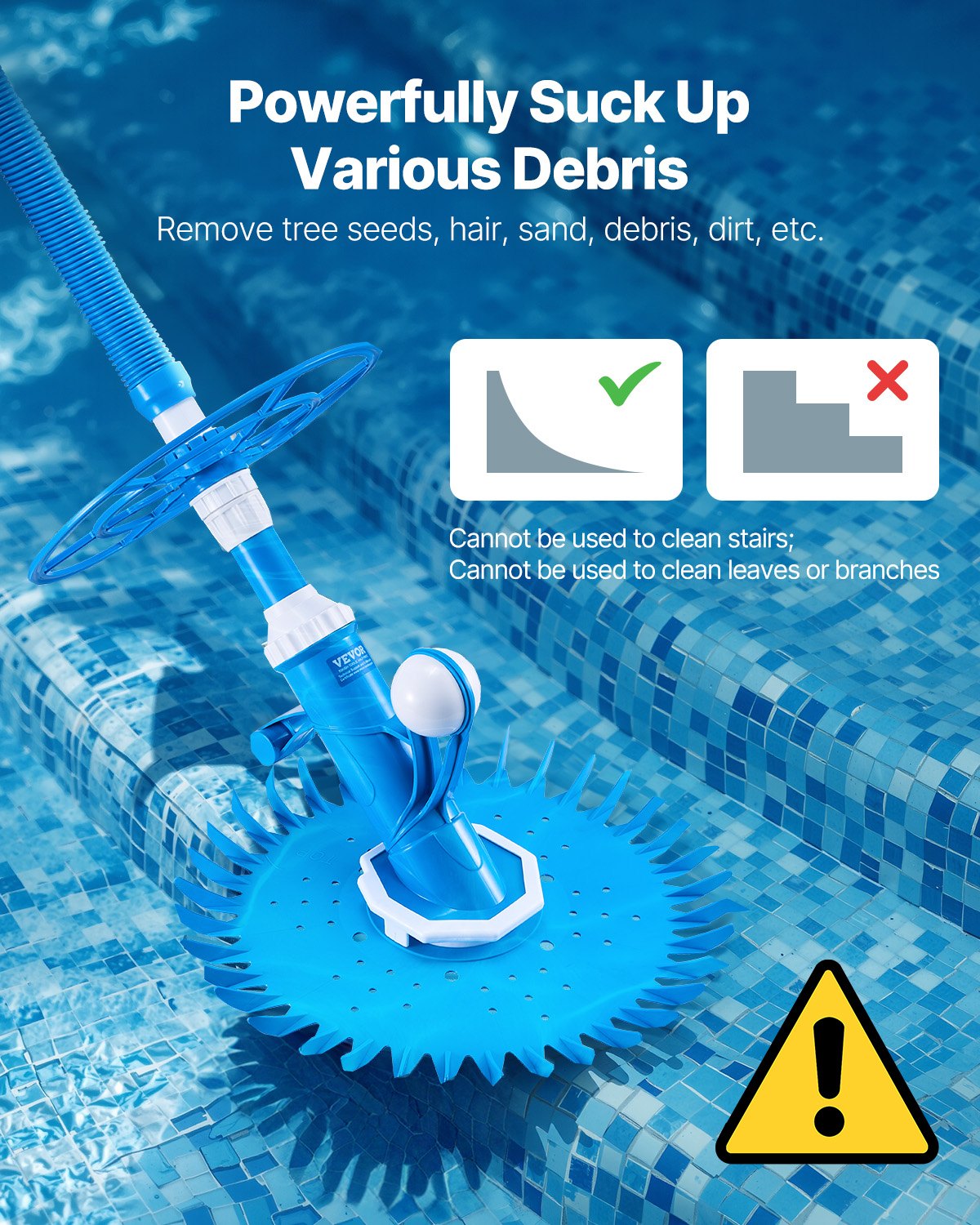 Suction Pool Cleaner Vacuum Cleaner 12 Hoses for In/Over-ground Pool