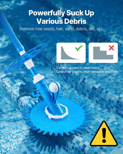 Suction Pool Cleaner Vacuum Cleaner 12 Hoses for In/Over-ground Pool