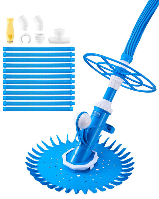 Suction Pool Cleaner Vacuum Cleaner 12 Hoses for In/Over-ground Pool