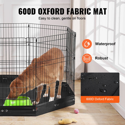 Dog Playpen 8 Panels Foldable Metal Training Pen for Dog with Bottom Pad 30"H