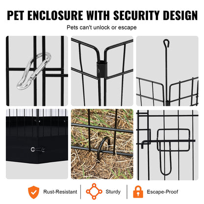 Dog Playpen 8 Panels Foldable Metal Training Pen for Dog with Bottom Pad 30"H