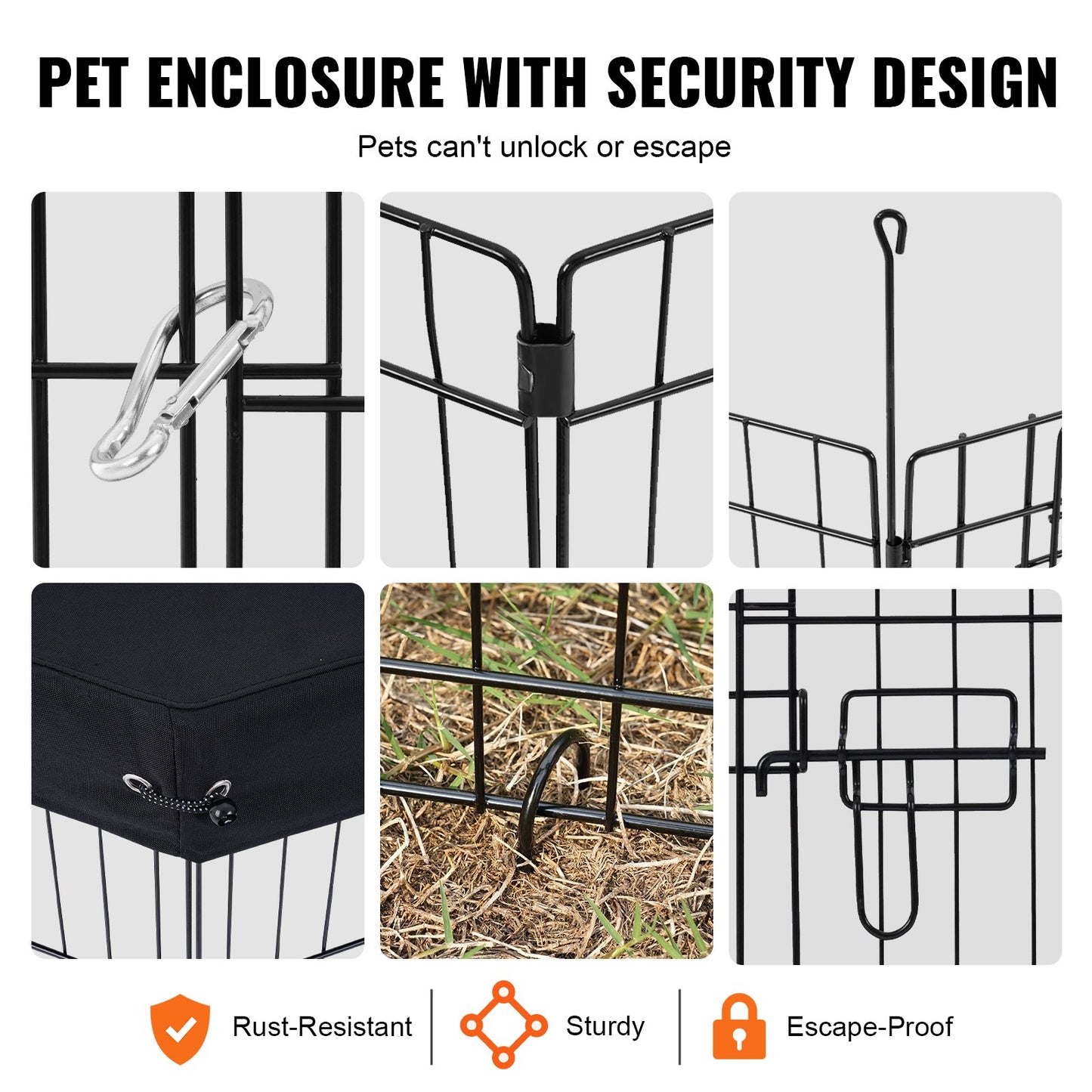 Dog Playpen 8 Panels Foldable Metal Dog Training Pen with Top Lid 30"H