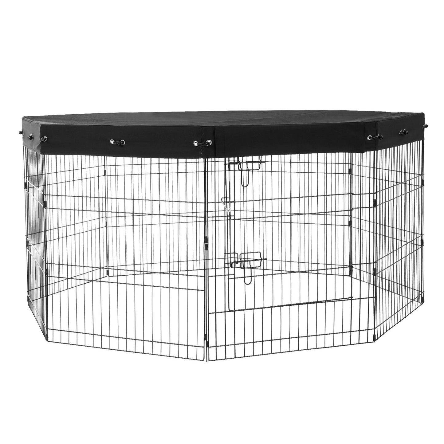 Dog Playpen 8 Panels Foldable Metal Dog Training Pen with Top Lid 30"H