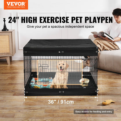 Dog Playpen 4 Panels Foldable Metal Dog Training Pen with Bottom Protection