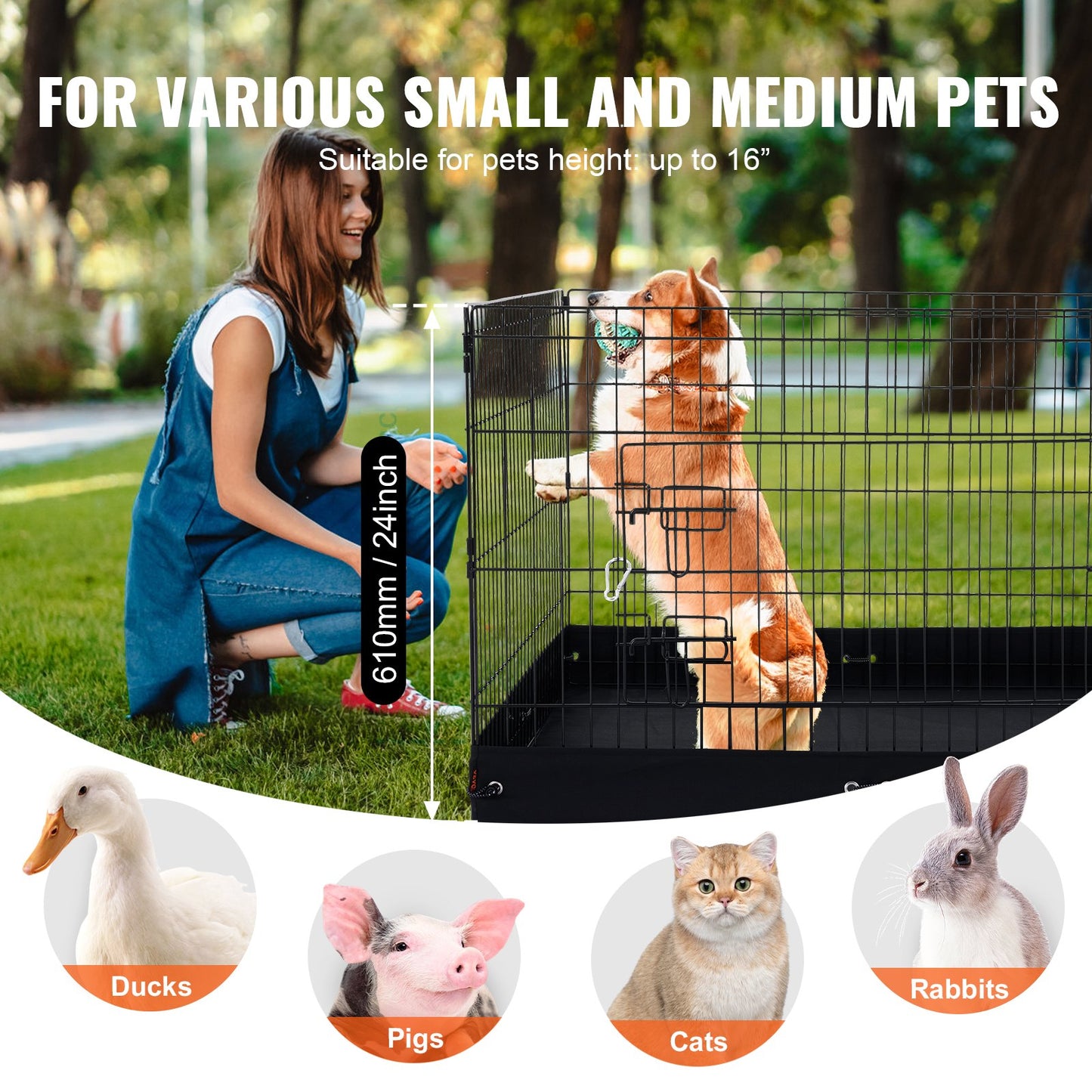 Dog Playpen 4 Panels Foldable Metal Dog Training Pen with Bottom Protection