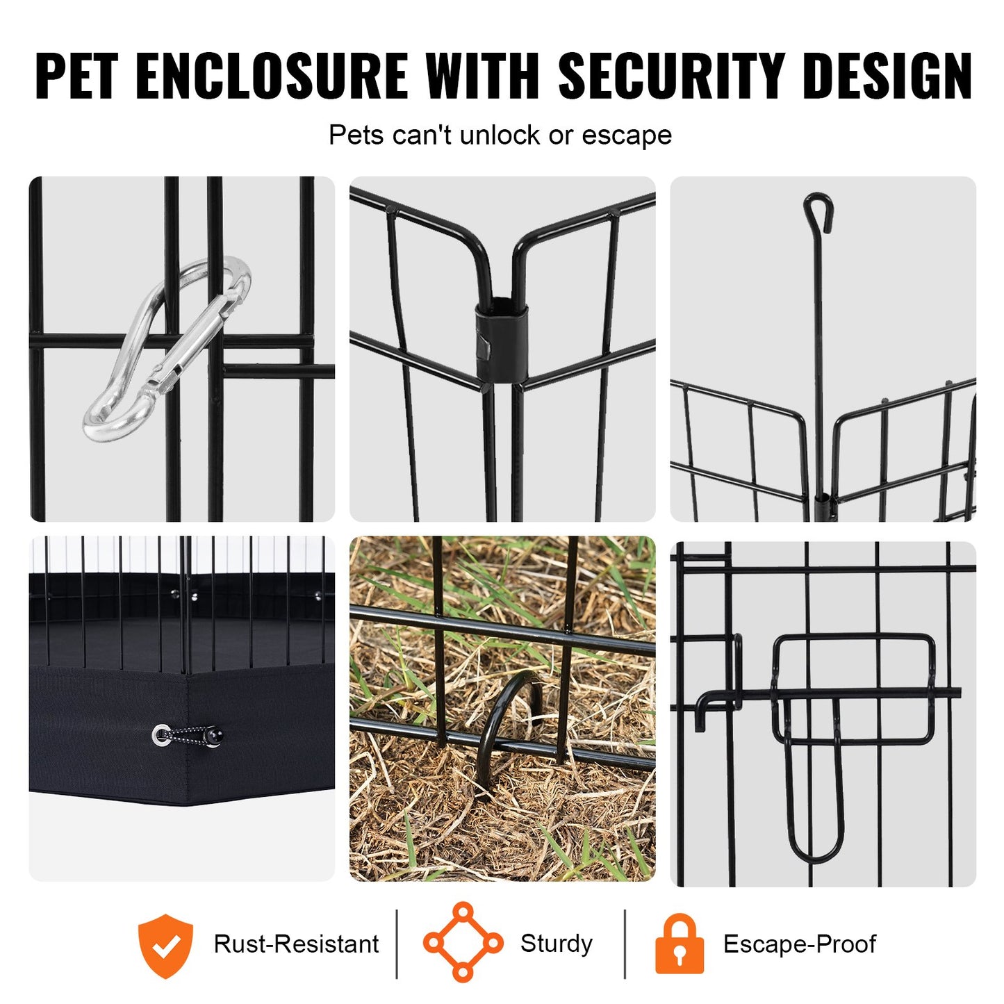 Dog Playpen 4 Panels Foldable Metal Dog Training Pen with Bottom Protection