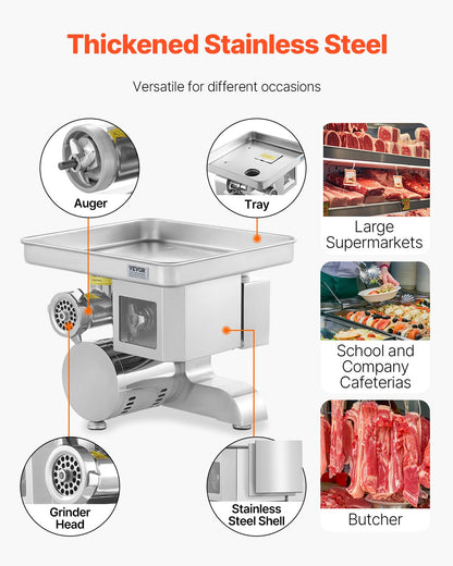 Commercial Electric Meat Grinder Slicer 11 lbs/min Sausage Stuffer