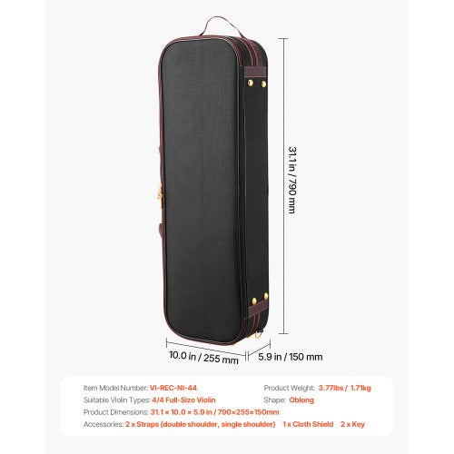 Full-size portable nylon case for violin, scratch-resistant travel bag
