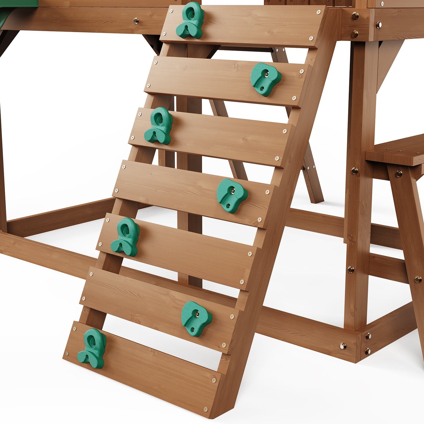 Utomhus Trä Lekstuga Barn Trädgård Game Stuga med skjut stege fönster