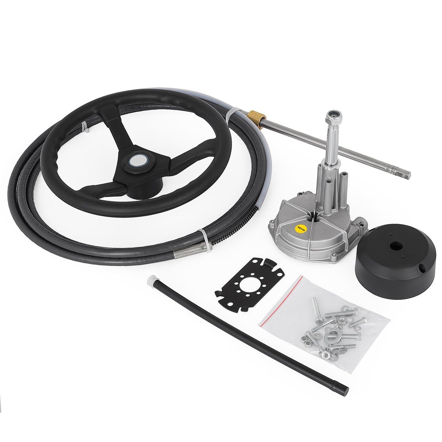 Outboard Steering System 16\' Outboard Steering Kit 16 Fot Båtstyrkabel med 13\" Hjul hållbart marint styrsystem