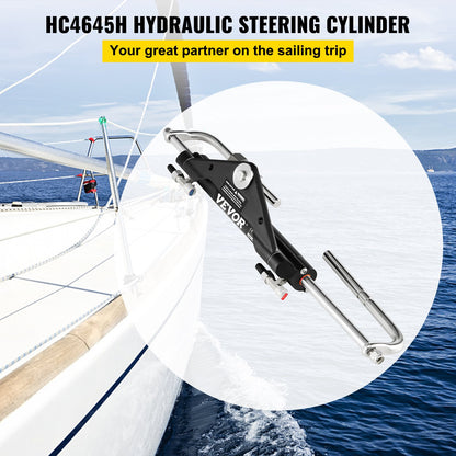 Hydraulic Steering Cylinder HC4645H Front Mount Hydraulic Outboard Marine Steering Cylinder Suit for Up to 150HP Boat Steering