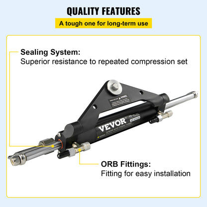 Hydraulic Steering Cylinder HC4645H Front Mount Hydraulic Outboard Marine Steering Cylinder Suit for Up to 150HP Boat Steering