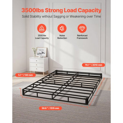 Boxspring Queen size-sängram med tyg 204,5 L x 144,5 B x 13,5 H tum |  EU