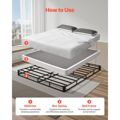 Boxspring Queen size-sängram med tyg 204,5 L x 144,5 B x 13,5 H tum |  EU