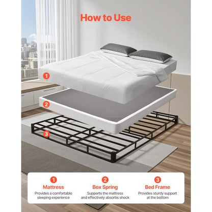 Boxspring Queen size-sängram med tyg 204,5 L x 144,5 B x 13,5 H tum |  EU