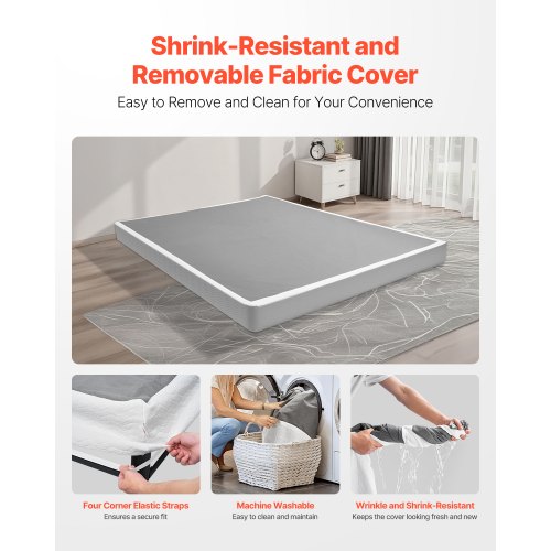 Boxspring Queen size-sängram med tyg 204,5 L x 144,5 B x 13,5 H tum |  EU