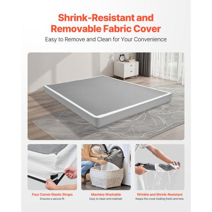 Boxspring Queen size-sängram med tyg 204,5 L x 144,5 B x 13,5 H tum |  EU