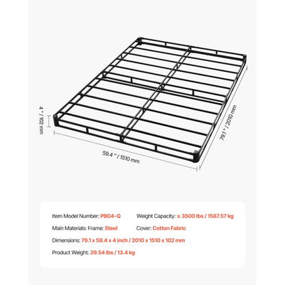 Boxspring Queen size-sängram med tyg 204 L x 144 B x 106 H |  EU
