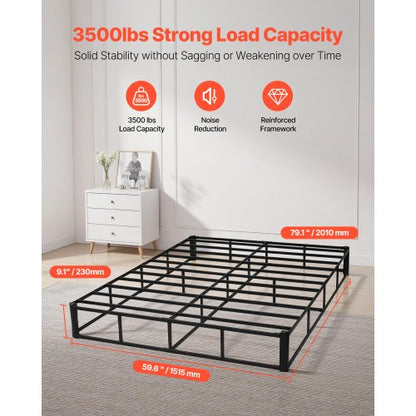 Boxspring Queen size-sängram med tyg 204,5 L x 144,5 B x 23,5 H tum |  EU