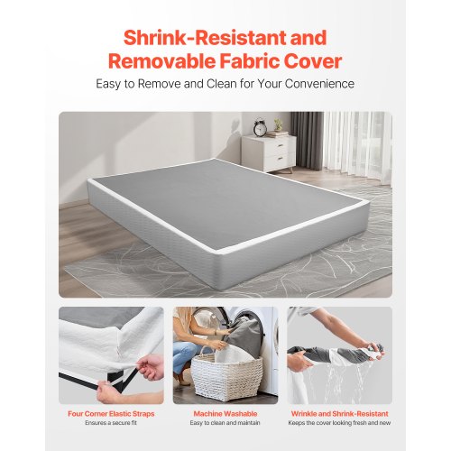 Boxspring Queen size-sängram med tyg 204,5 L x 144,5 B x 23,5 H tum |  EU