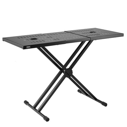 Portable DJ table with Double-X brace with keyboard stand adjustable height