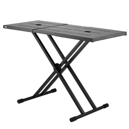Portable DJ table with Double-X brace with keyboard stand adjustable height