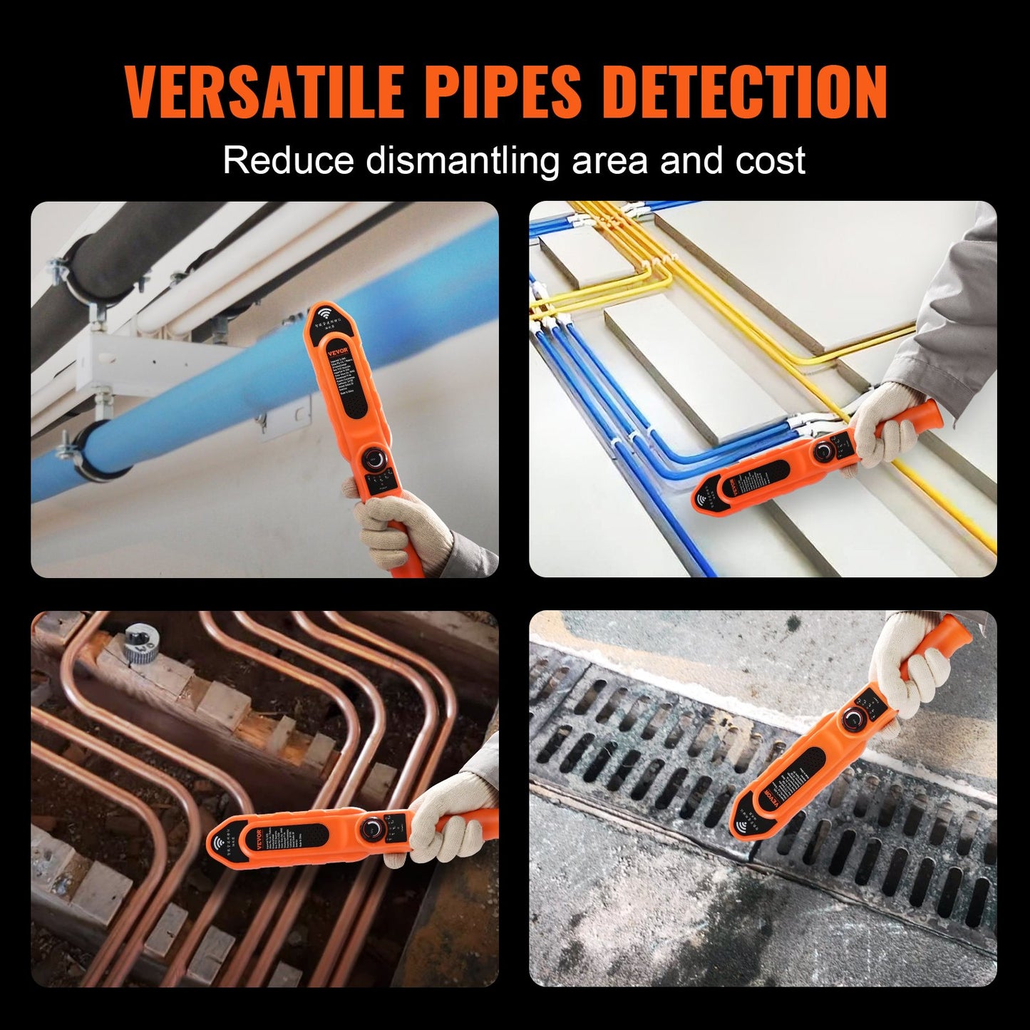 Pipe Blockage Detector Locators 100ft/30m Vattentät för PVC-plastmetall