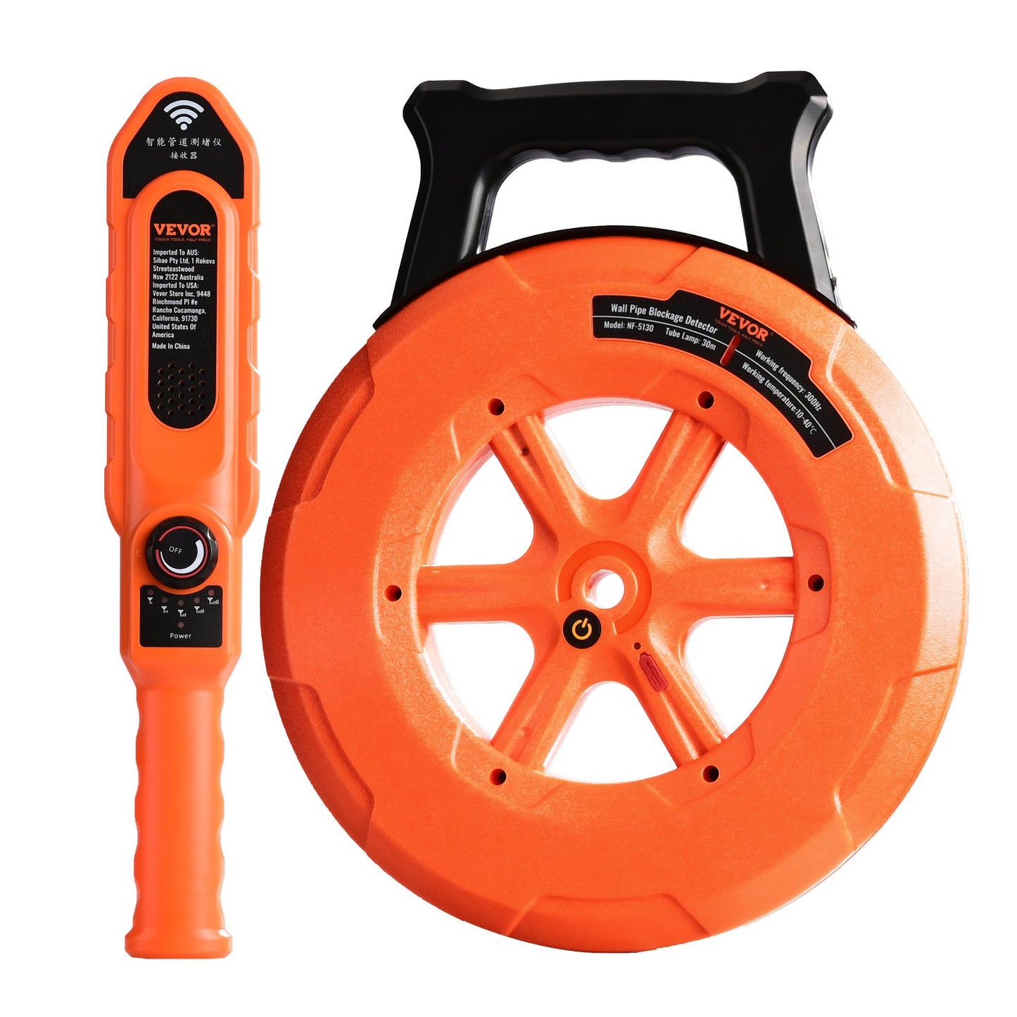 Pipe Blockage Detector Locators 100ft/30m Vattentät för PVC-plastmetall