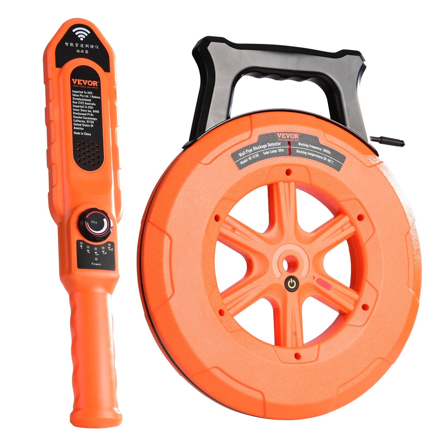 Pipe Blockage Detector Locators 100ft/30m Vattentät för PVC-plastmetall