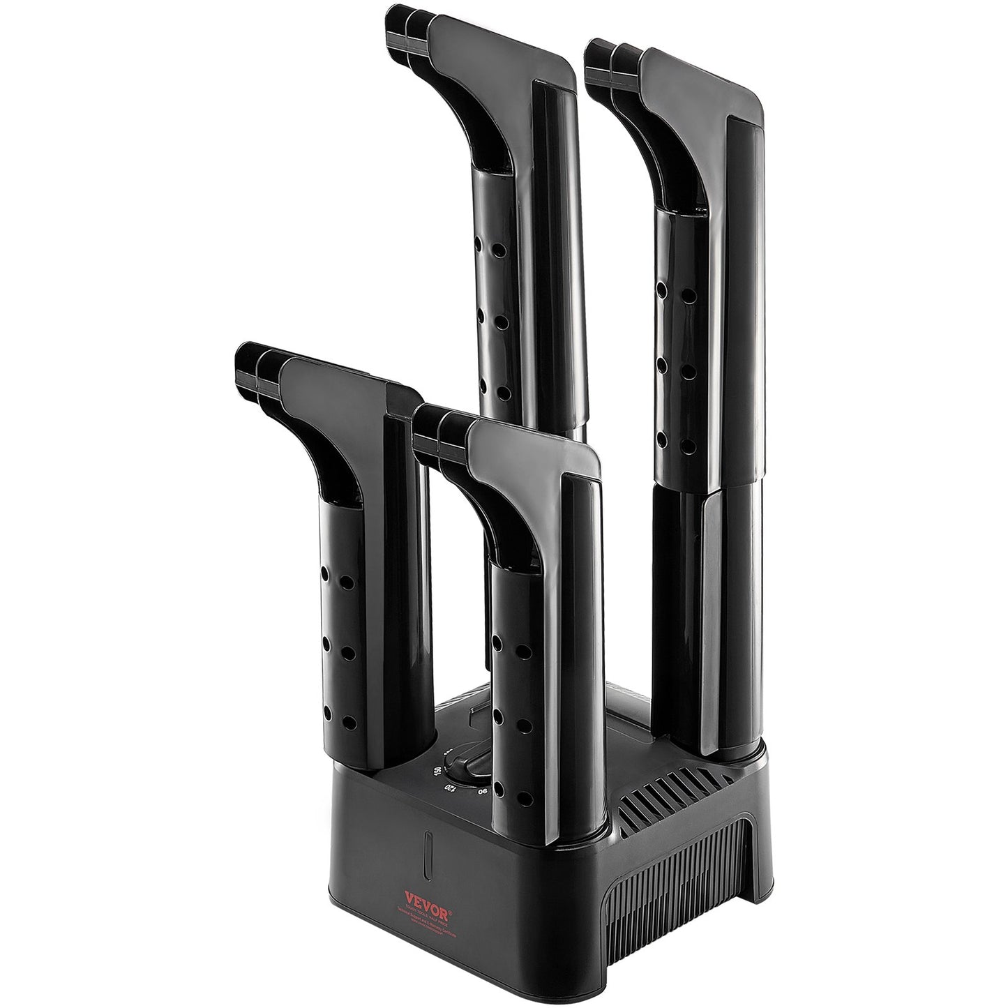 Abnehmbarer 4-Rohr-Schuhtrockner mit Wärmegebläse und Timer schwarz &amp; orange