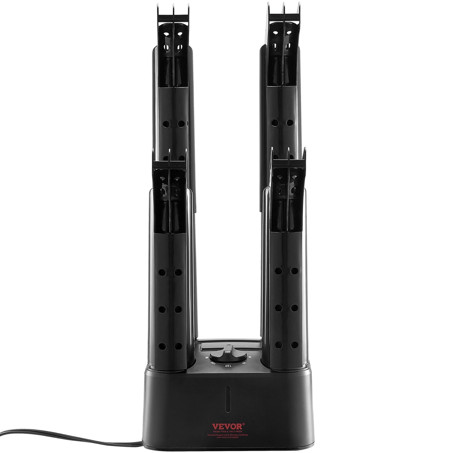 Abnehmbarer 4-Rohr-Schuhtrockner mit Wärmegebläse und Timer schwarz &amp; orange