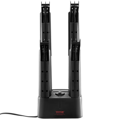 Abnehmbarer 4-Rohr-Schuhtrockner mit Wärmegebläse und Timer schwarz &amp; orange