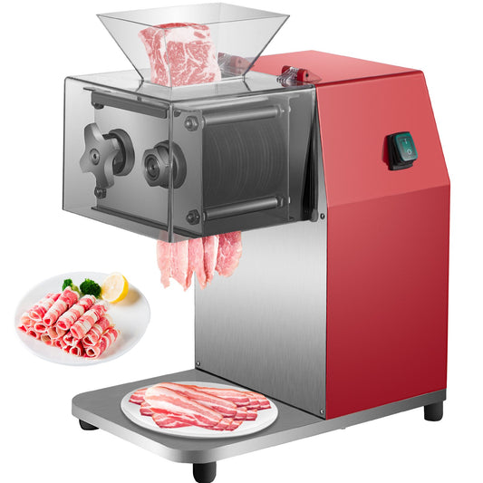 Kommerzieller Fleischschneider, 551 lbs/h, 850 W, Fleischzerkleinerer, 3,5 mm elektrischer Fleischschneider, Lebensmittelschneider aus Edelstahl, für Küche, Supermarkt, Lamm, Rind, Huhn, Rot