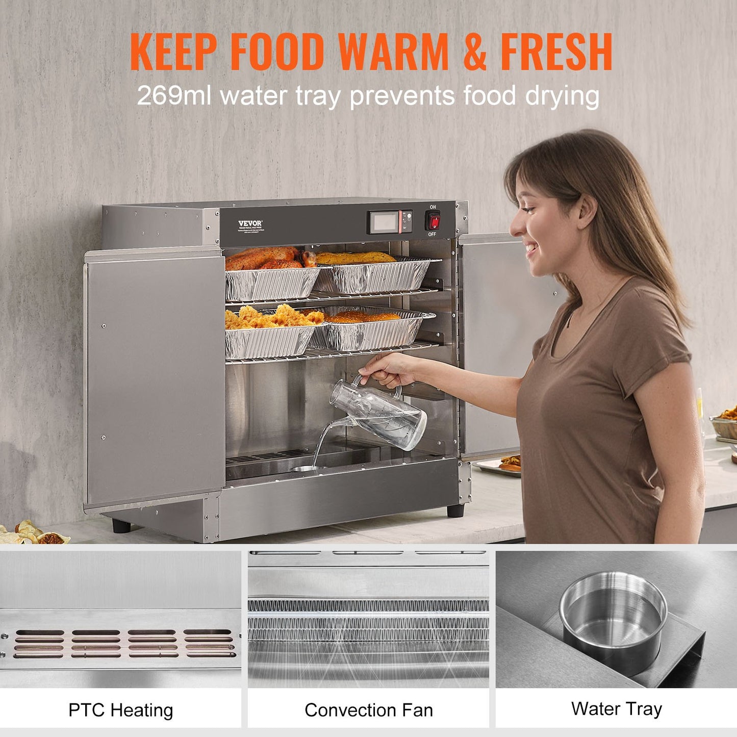 Hot Box Food Warmer 4-Tier Concession Warmer Cabinet with Water Tray