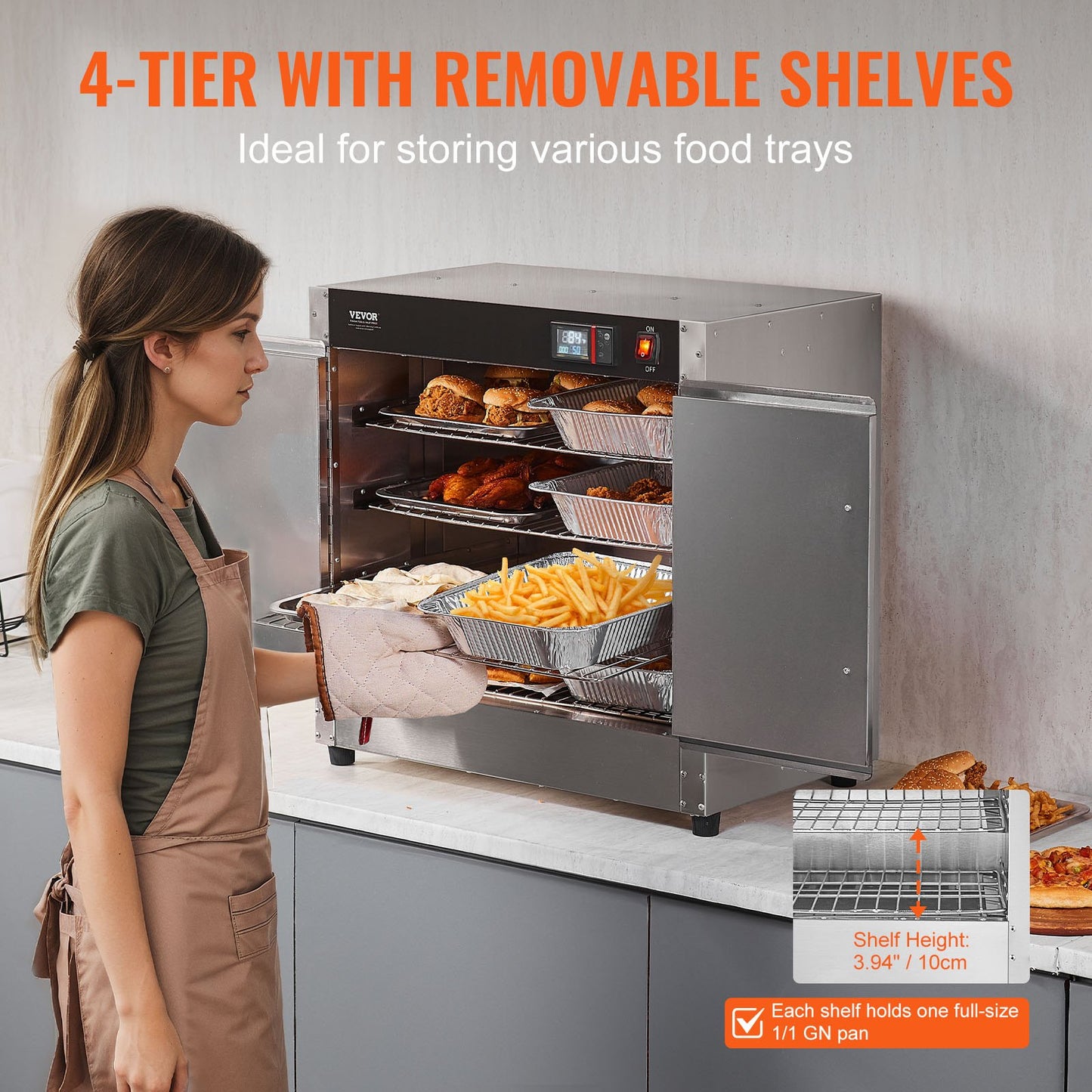 Hot Box Food Warmer 4-Tier Concession Warmer Cabinet with Water Tray