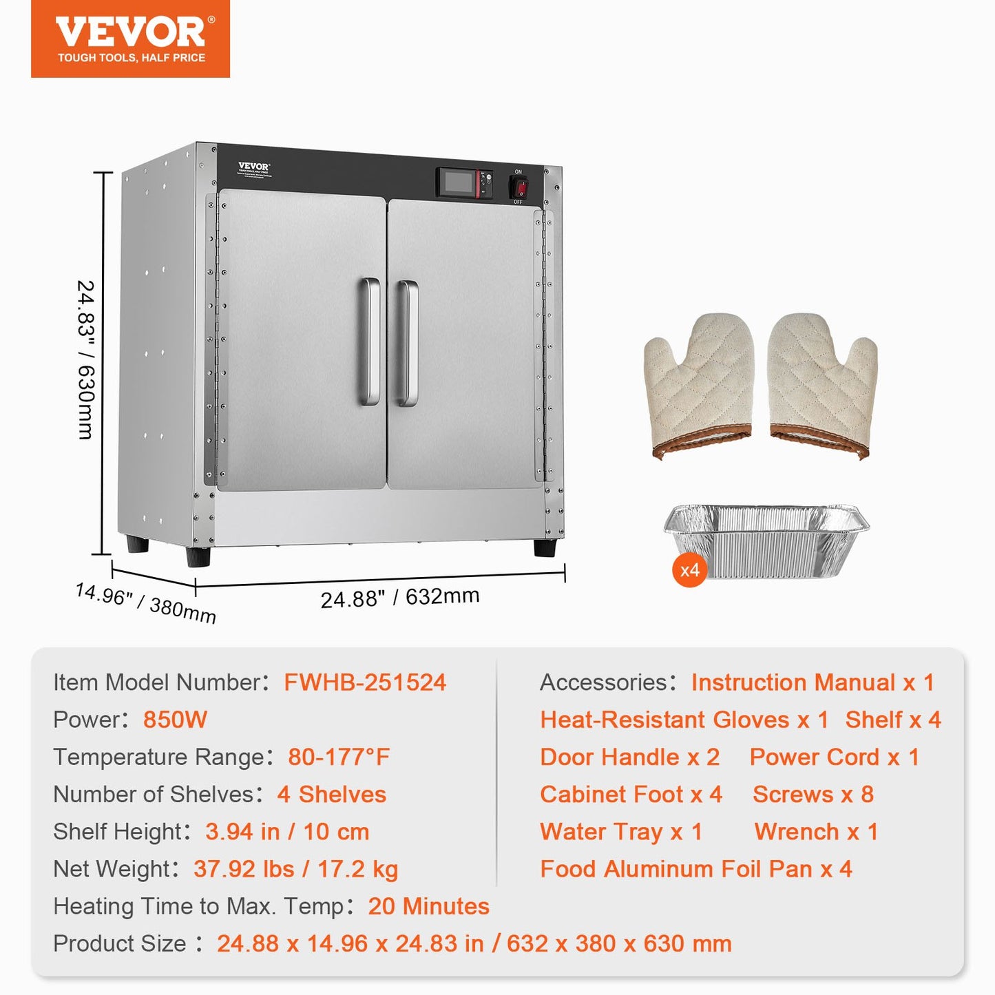 Hot Box Food Warmer 4-Tier Concession Warmer Cabinet with Water Tray