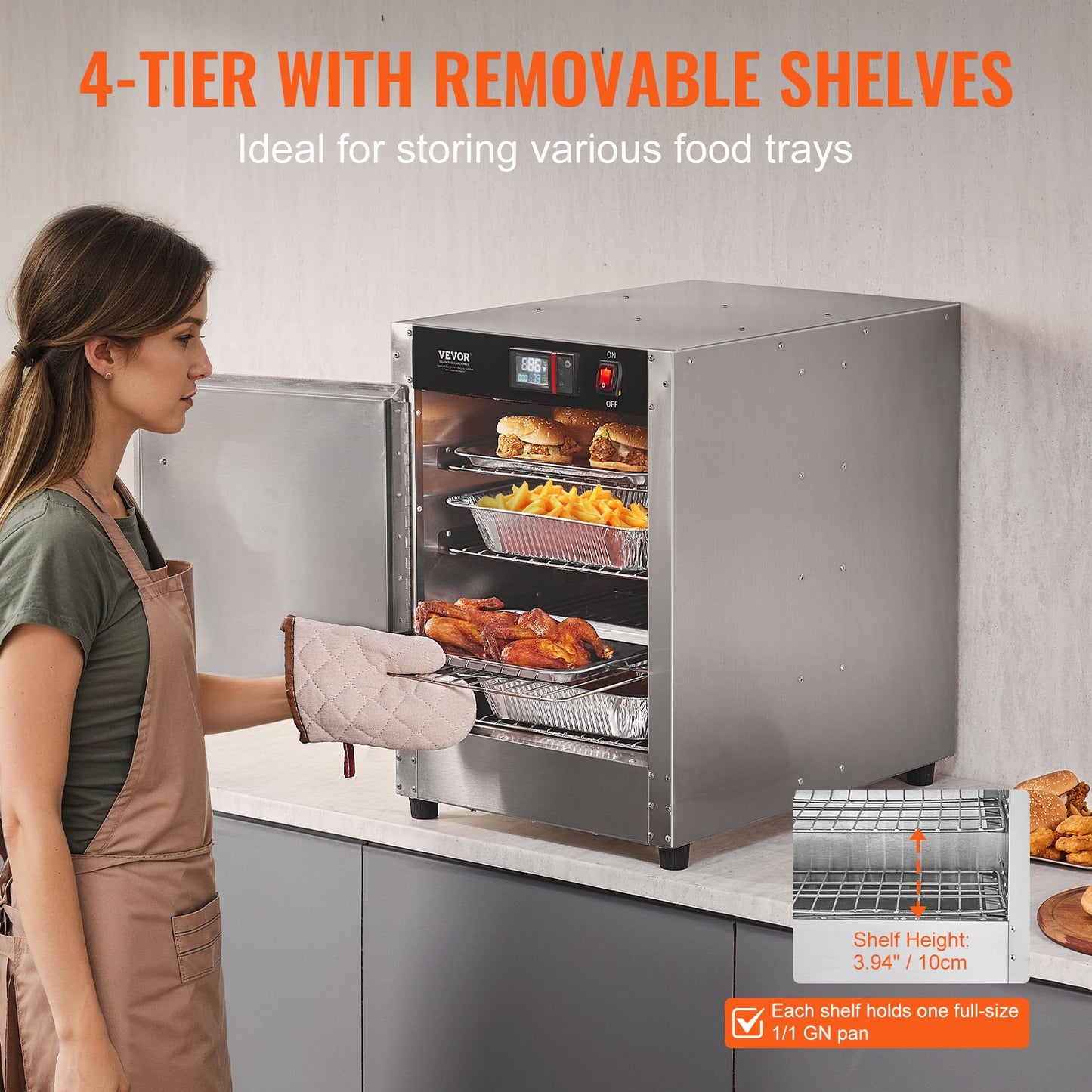 Hot Box Food Warmer 4-Tier Concession Warmer Cabinet with Water Tray