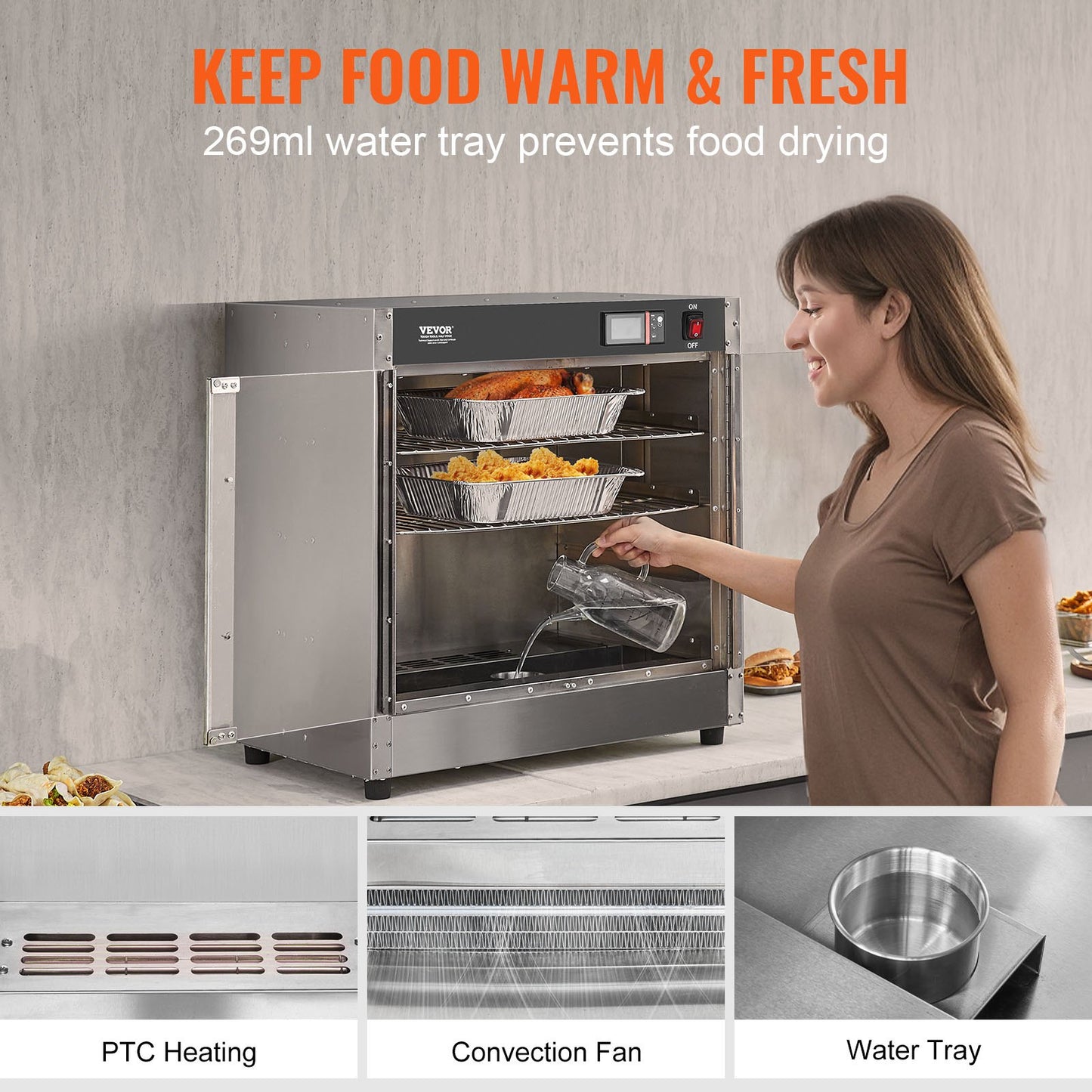 Hot Box Food Warmer 4-Tier Concession Warmer Cabinet with Water Tray