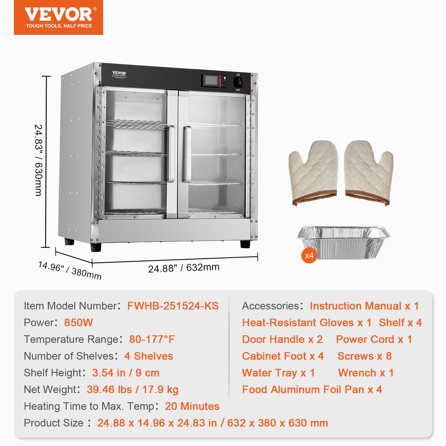 Hot Box Food Warmer 4-Tier Concession Warmer Cabinet with Water Tray