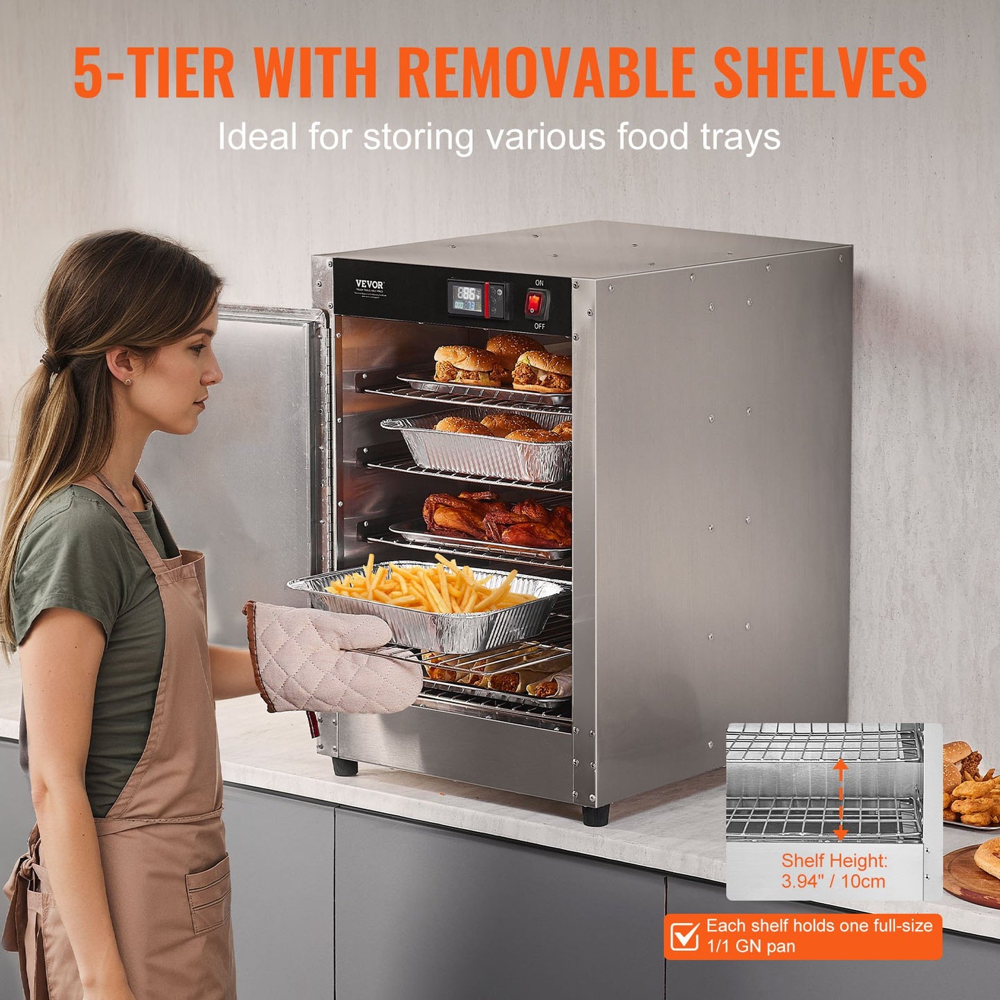 Hot Box Food Warmer 5-Tier Concession Warmer Cabinet with Water Tray