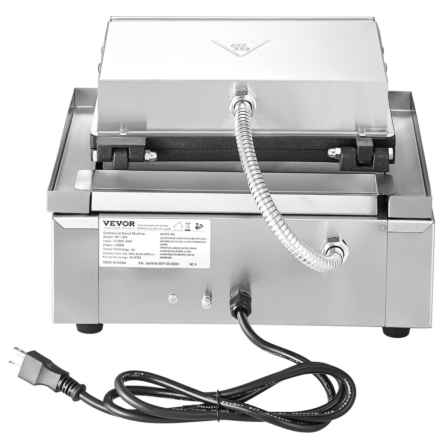 Elektrisk munkmaskin, 1550 W kommersiell munkmaskin med non-stick-yta, 12-håls dubbelsidig uppvärmningsvåffelmaskin gör 12 munkar, temperatur 50-300 ℃, för restaurang- och hemmabruk
