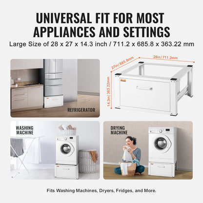 Laundry Stand 686mmW x 366mmH, Washer and Dryer Base Stand Platform Universal Fit 299kg Capacity, Heavy Duty Multifunctional Base for Washing Machine with Drawer and Rich Accessories