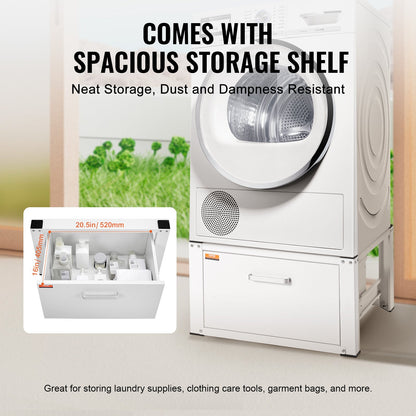 Laundry Stand 686mmW x 366mmH, Washer and Dryer Base Stand Platform Universal Fit 299kg Capacity, Heavy Duty Multifunctional Base for Washing Machine with Drawer and Rich Accessories