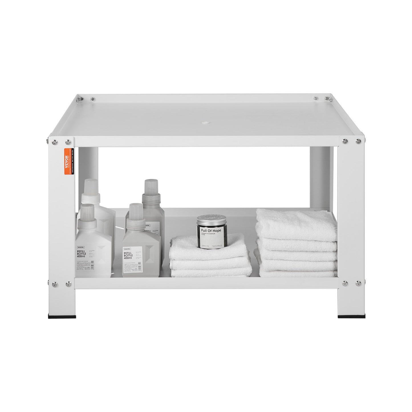 Washbasin with storage shelf, 711Lx711Wx406H mm, Washer and Dryer Base Stand Platform Universal Fit 299 kg Capacity, Heavy Duty Steel Multifunctional Base for Washing Machine