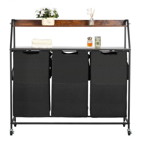 2-tier laundry basket with wheels and hooks, 3 sections | EU