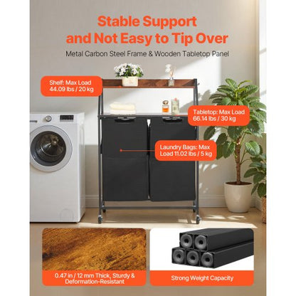 2-tier laundry basket with wheels and hooks, 2 sections | EU