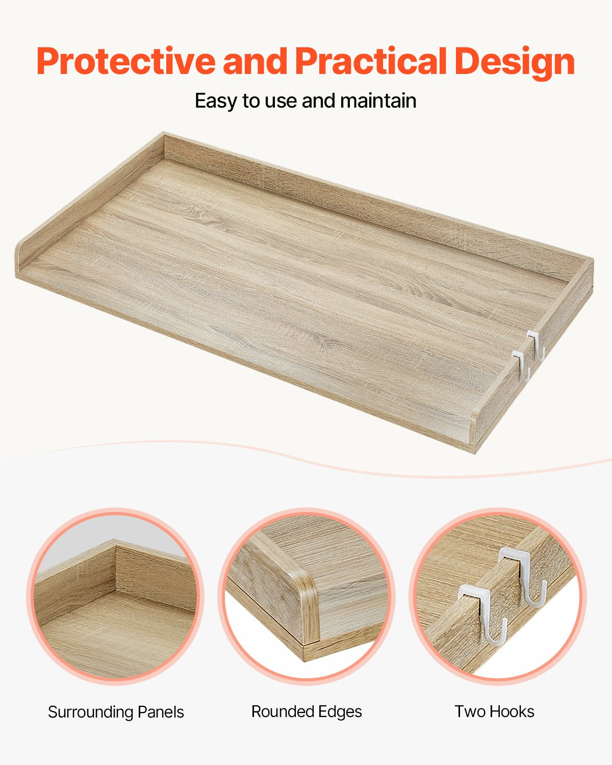Arbeitsplatte für Waschmaschine und Trockner, 137,2 x 68,6 cm, Holz, Aufsatz für Waschmaschine und Trockner, Eiche