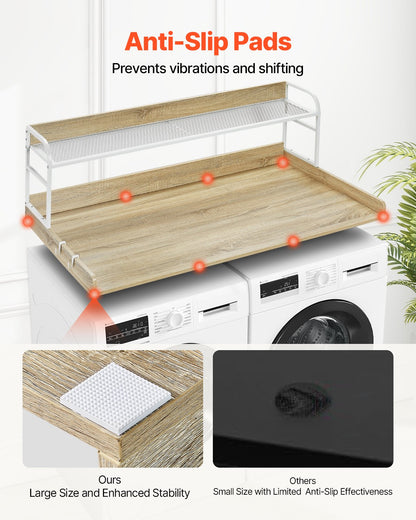 Tvättmaskin torktumlare bänkskiva med hylla 54"x27" trä tvättmaskin torktumlare ek
