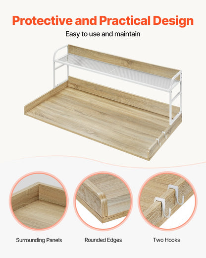 Tvättmaskin torktumlare bänkskiva med hylla 54"x27" trä tvättmaskin torktumlare ek