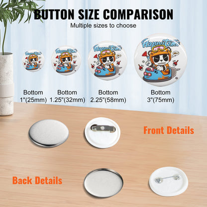 1" 25 mm Button Badge Delar Tillbehör för Button Maker Machine 500 set
